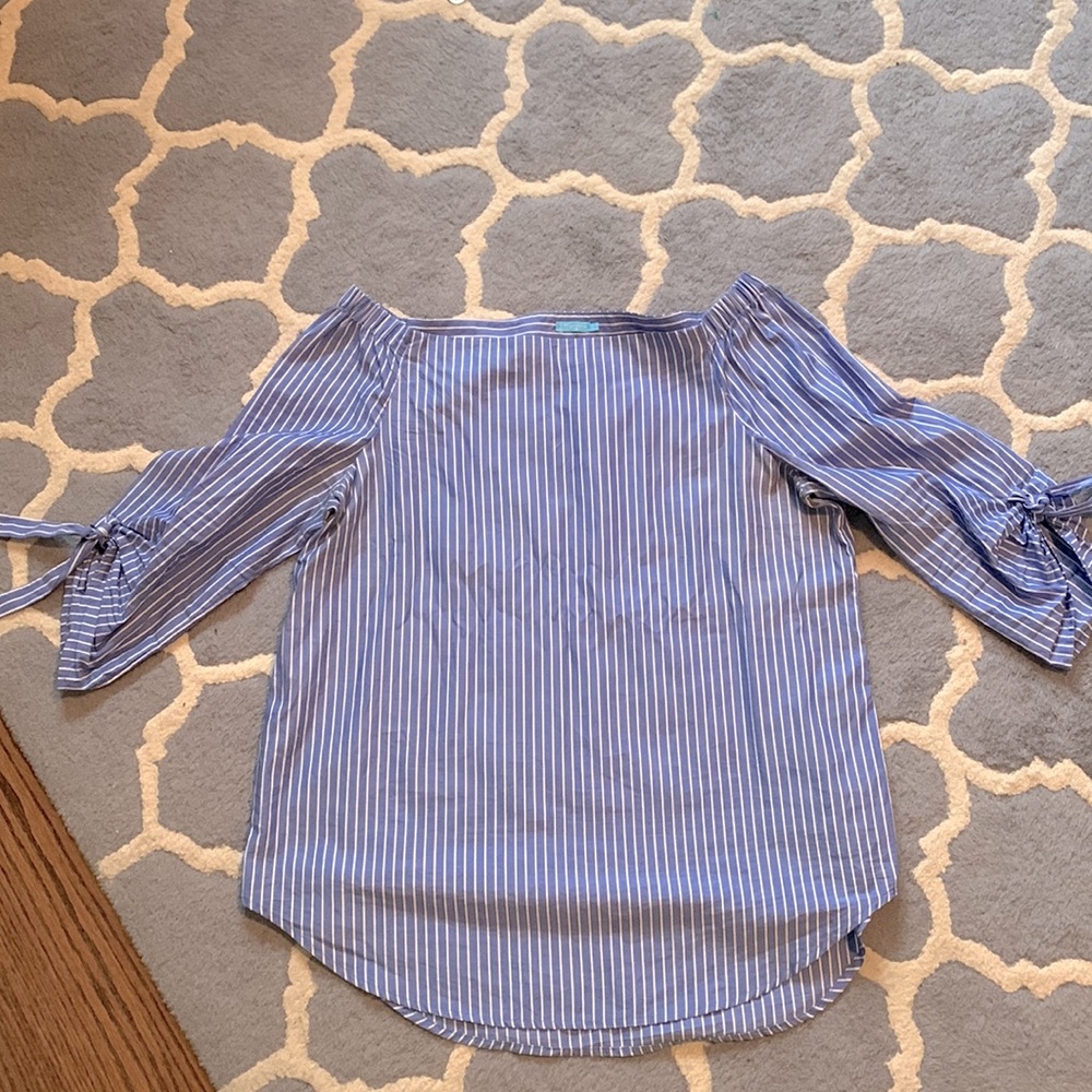 J. McLaughlin off the shoulder striped top size large